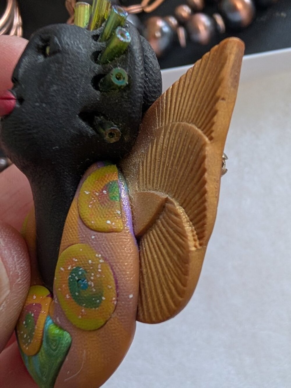 Vintage Rare Susan Hyde Clay Angel Pin - Picture 5 of 6